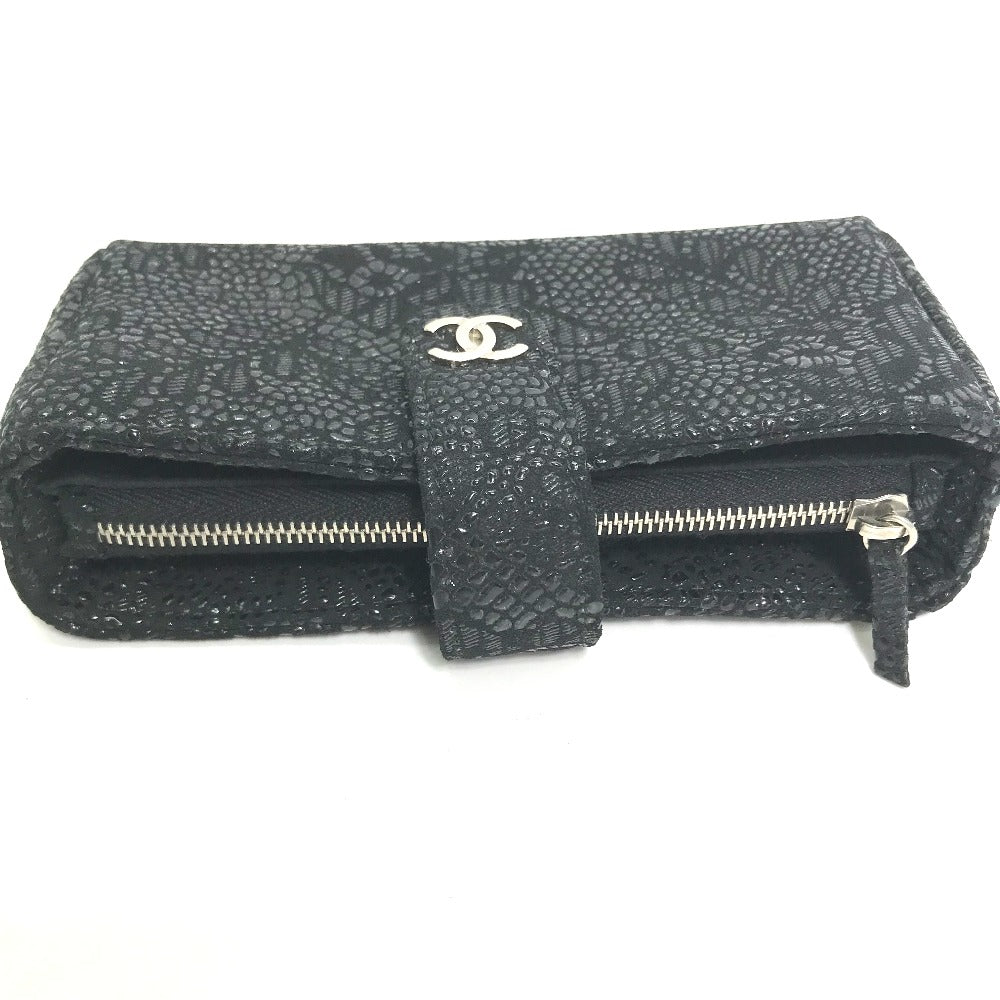 CHANEL Pouch leather black COCO Mark CC Women