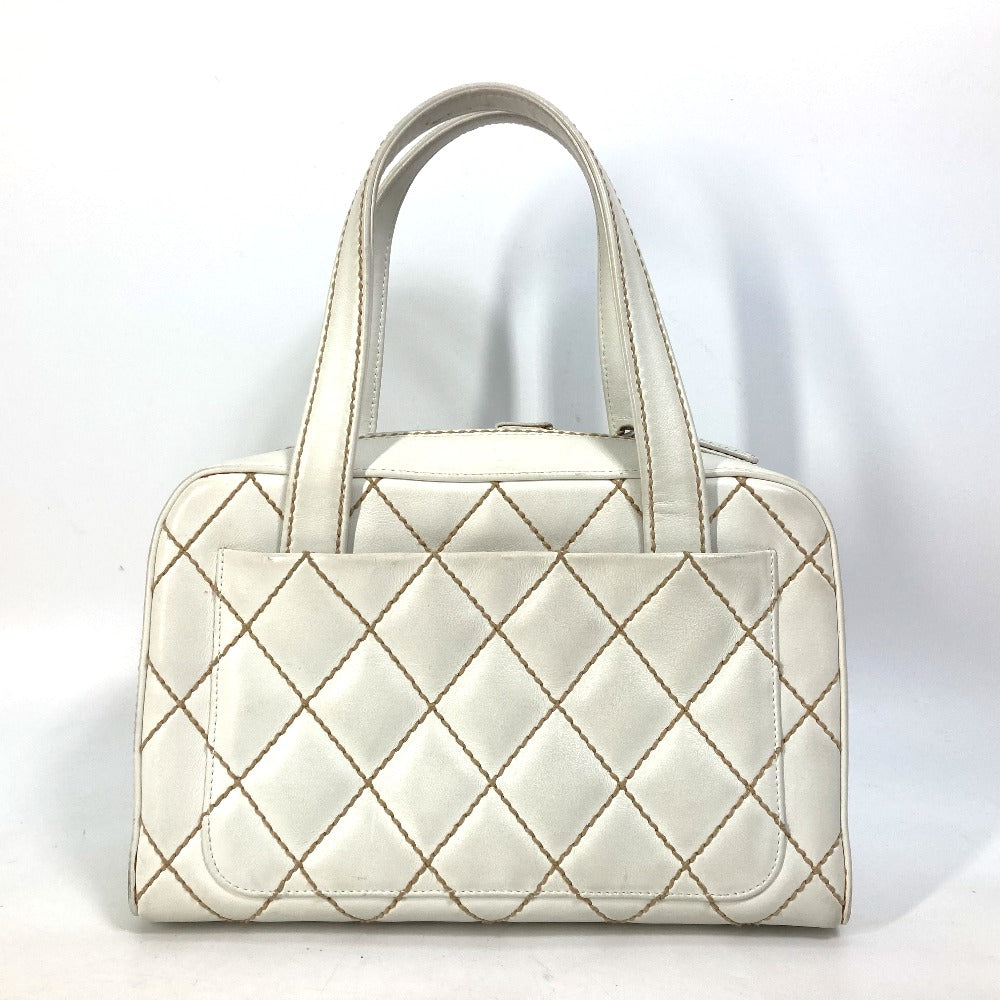 CHANEL Handbag leather white CC COCO Mark Bag Wild stitch Women
