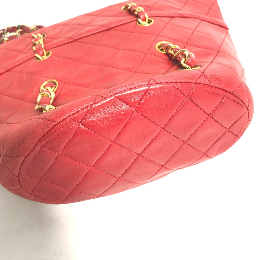 CHANEL Shoulder Bag lambskin Red vintage Matrasse quilting Women