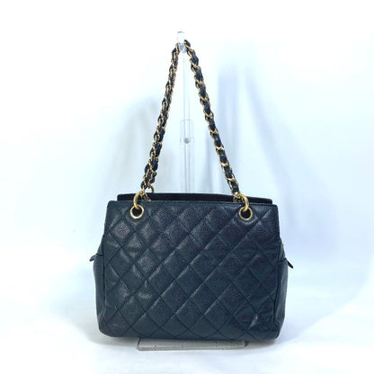 CHANEL Shoulder Bag Caviar skin black CC COCO Mark Matrasse quilting Women