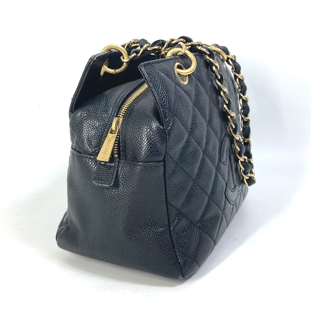CHANEL Shoulder Bag Caviar skin black CC COCO Mark Matrasse quilting Women