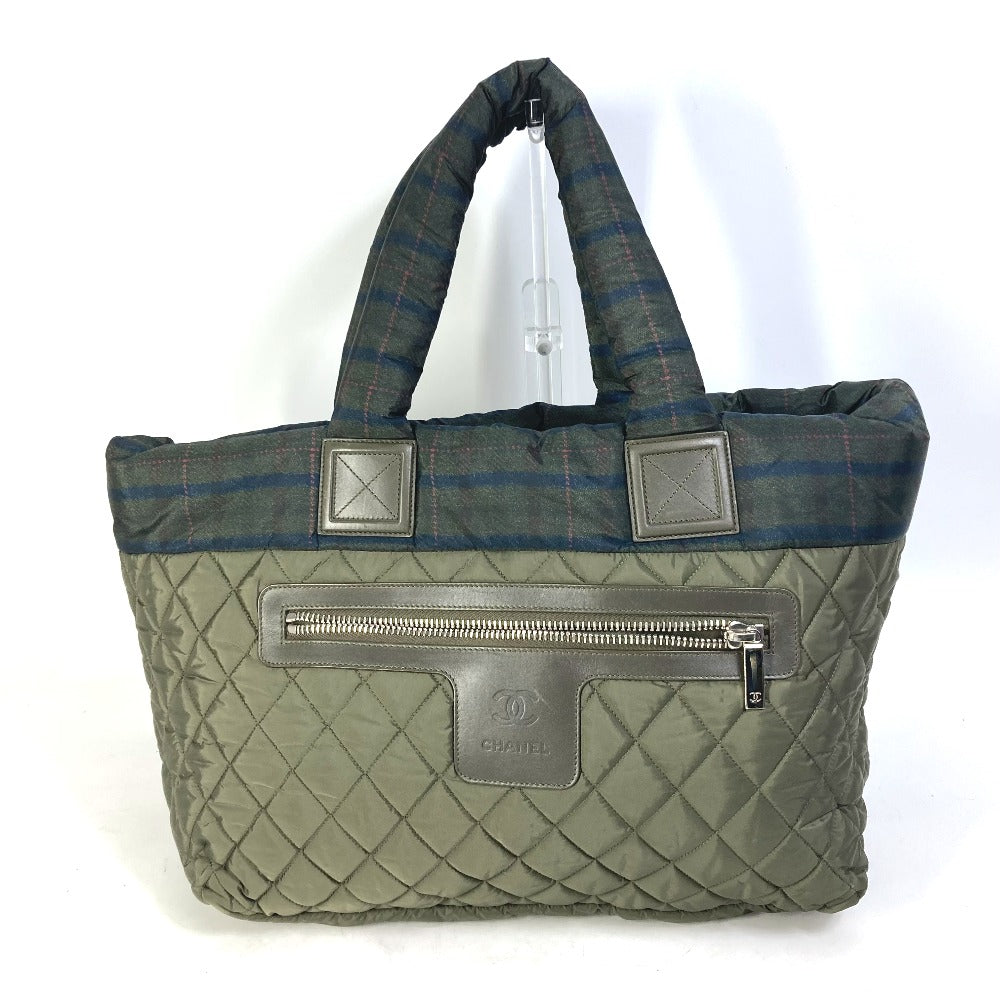 CHANEL Tote Bag A48611 Nylon khaki quilted shawl Cococoon Women