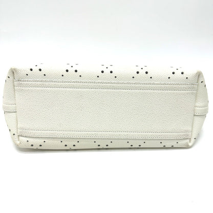 CHANEL Tote Bag Soft caviar skin white COCO Mark CC Charm Matelasse punching