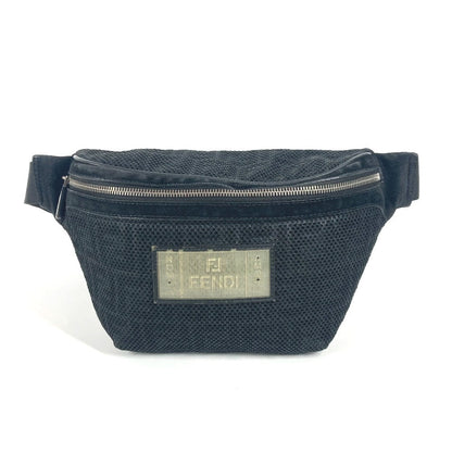 FENDI Sling bag Nylon canvas black logo mesh zucca