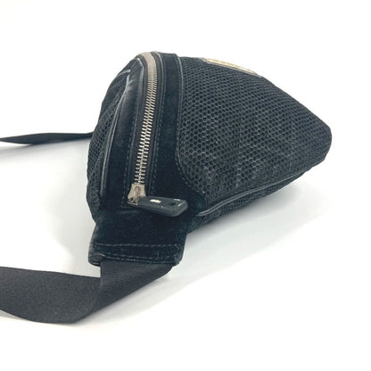 FENDI Sling bag Nylon canvas black logo mesh zucca