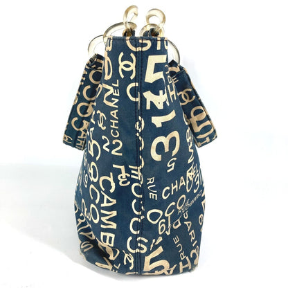 CHANEL Tote Bag canvas Navy Bysy line logo