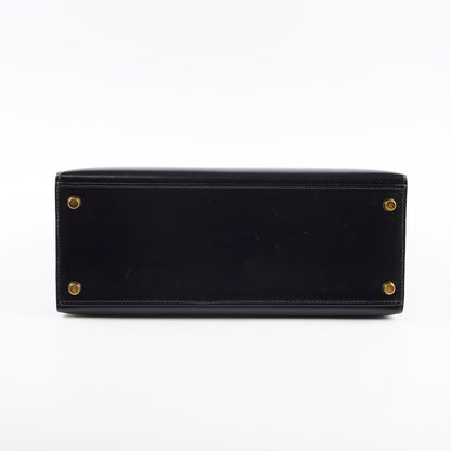 Hermes Kelly 28 Box Leather Noir - S circle stamp