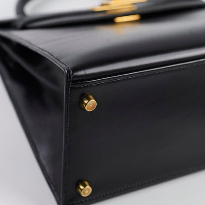 Hermes Kelly 28 Box Leather Noir - S circle stamp