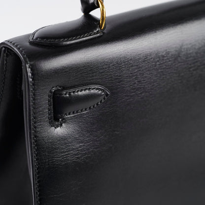 Hermes Kelly 28 Box Leather Noir - S circle stamp