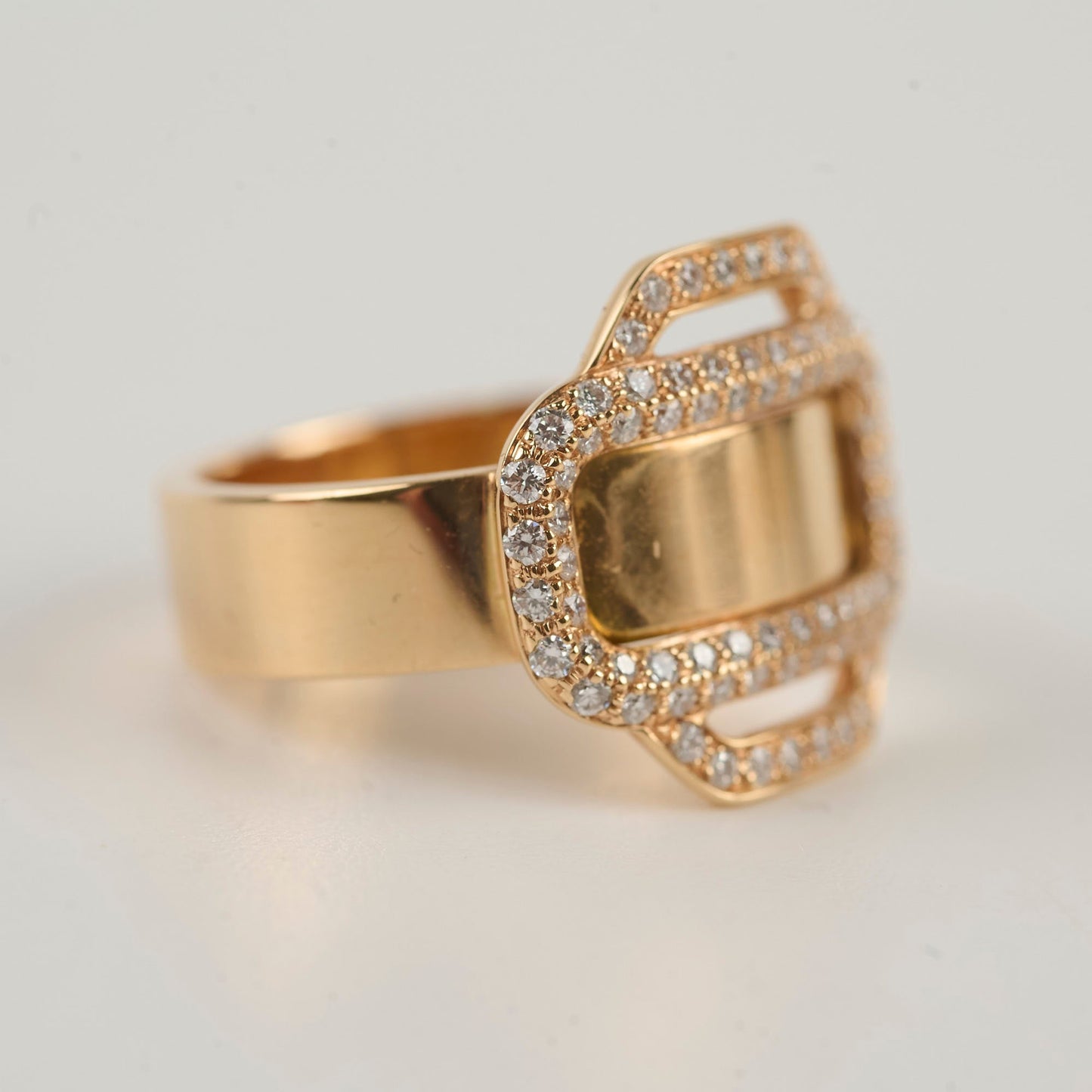 Hermes Attelage 18k Rose Gold Daimond Ring Size 51