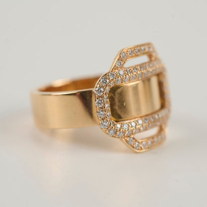 Hermes Attelage 18k Rose Gold Daimond Ring Size 51