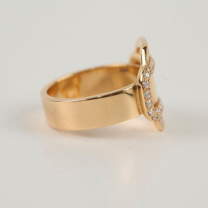 Hermes Attelage 18k Rose Gold Daimond Ring Size 51