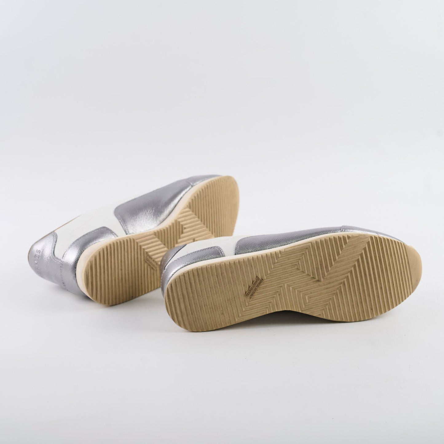 Hermes Femme Goal Sneakers Silver/White Size 38