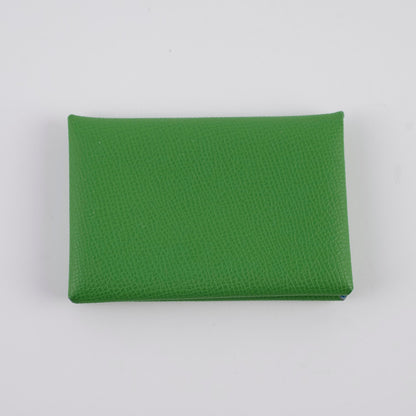 Hermes Calvi Cardholder Epsom Vert Yucca/Celeste 2023