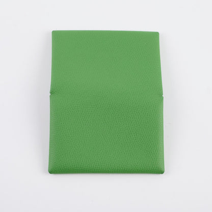 Hermes Calvi Cardholder Epsom Vert Yucca/Celeste 2023