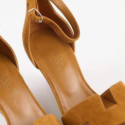 Hermes Legend Sandals Suede Tan Size 38