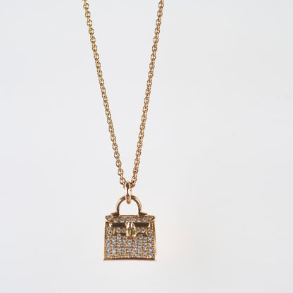 Hermes Amulettes Diamonds Kelly pendant 0.21CT Rose Gold