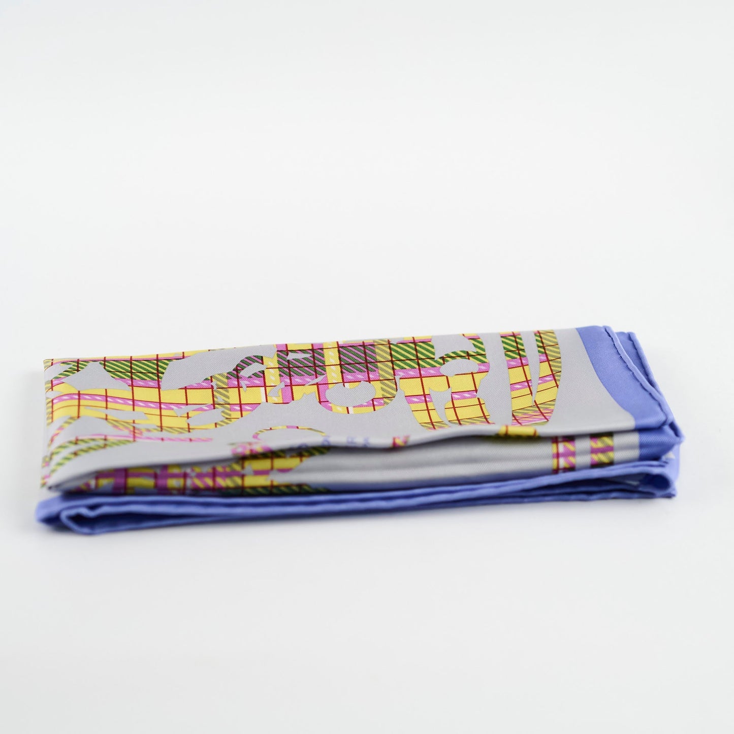 Hermes Scarf 42 x 42 Purple/Yellow/Pink/Grey