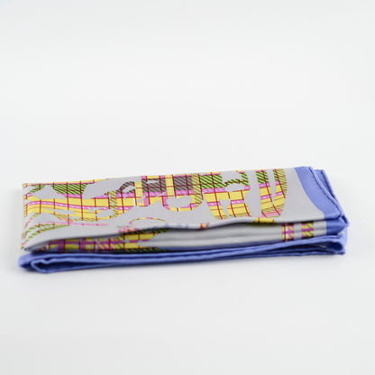 Hermes Scarf 42 x 42 Purple/Yellow/Pink/Grey