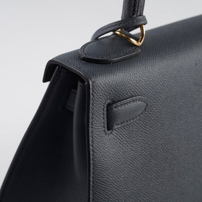 Hermes Kelly 28 Gris Misty Epsom Permabrass HW W Stamp