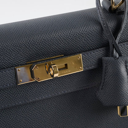 Hermes Kelly 28 Gris Misty Epsom Permabrass HW W Stamp