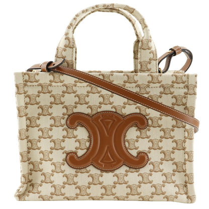 CELINE Handbag 19916 2EZ6 01BC canvas beige 2WAYShoulder Triomphe Small Hippo Thais Women