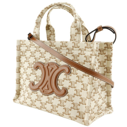 CELINE Handbag 19916 2EZ6 01BC canvas beige 2WAYShoulder Triomphe Small Hippo Thais Women