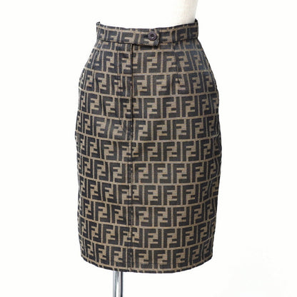 FENDI skirt 09.571960 66960 polyester Brown Zucca Pattern FF logo tight skirt Women 38
