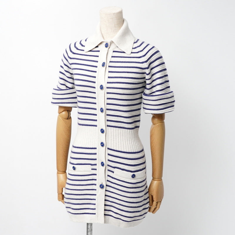 CHANEL one piece P51637 knit Off White / Navy Women 34