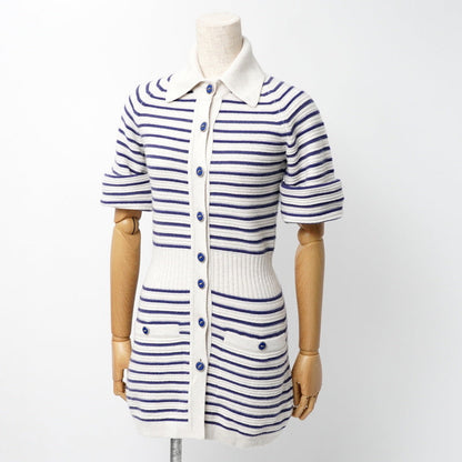 CHANEL one piece P51637 knit Off White / Navy Women 34