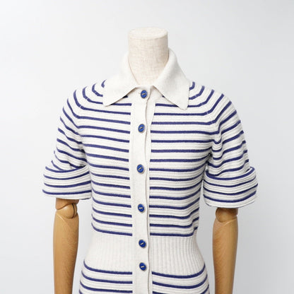CHANEL one piece P51637 knit Off White / Navy Women 34