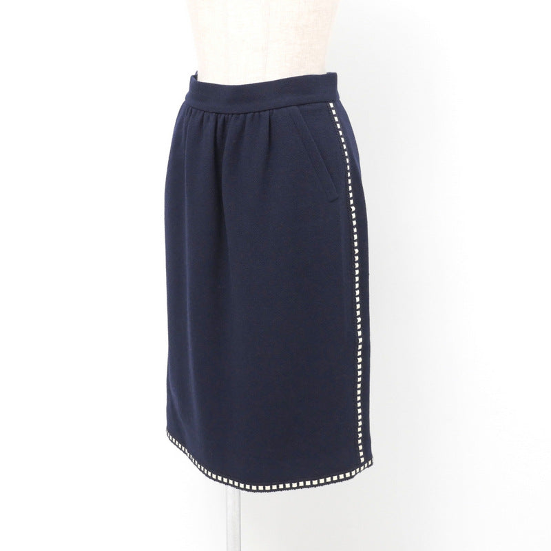 CHANEL suit wool Navy / Off White Women 38