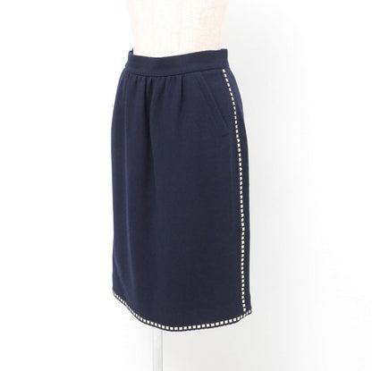 CHANEL suit wool Navy / Off White Women 38