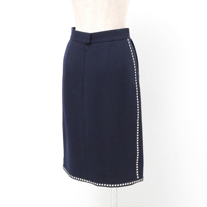 CHANEL suit wool Navy / Off White Women 38