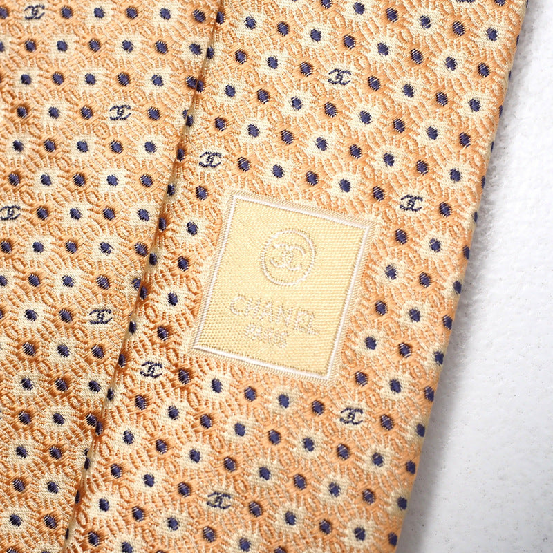 CHANEL tie 100% silk Yellow / orange mens