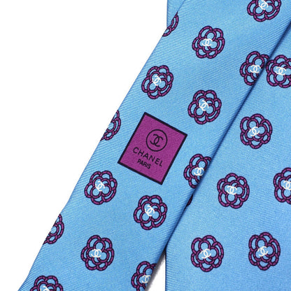 CHANEL tie Twill blue mens