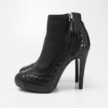 CHANEL boots leather black Women 36.5C