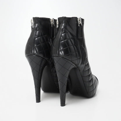 CHANEL boots leather black Women 36.5C