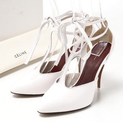 CELINE pumps leather white Phoebe period T strap Night Out Kids Skin Women 37