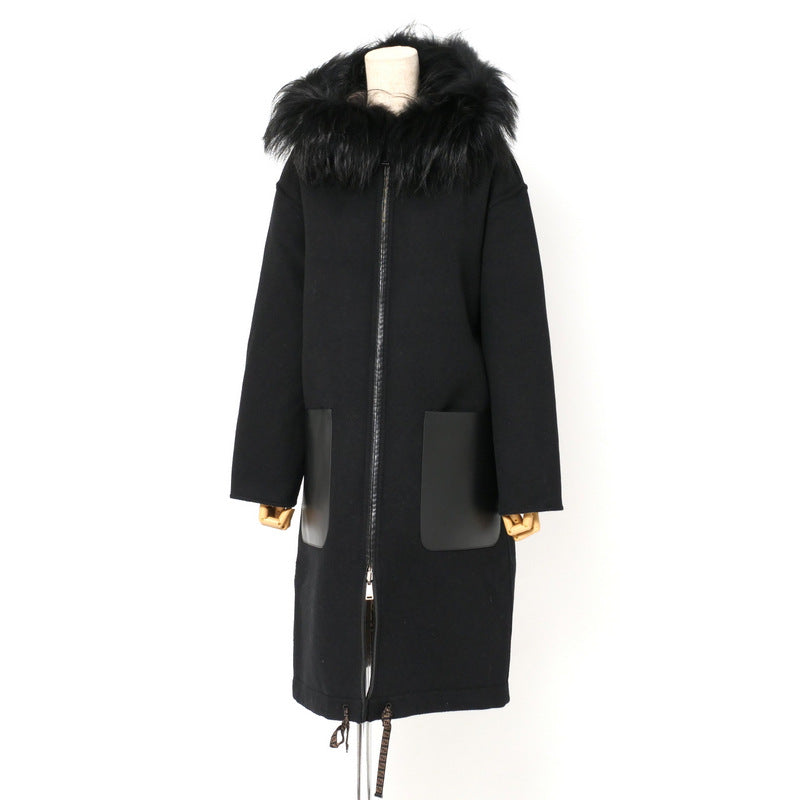 FENDI coat wool Black/Brown Double F FF8581 40