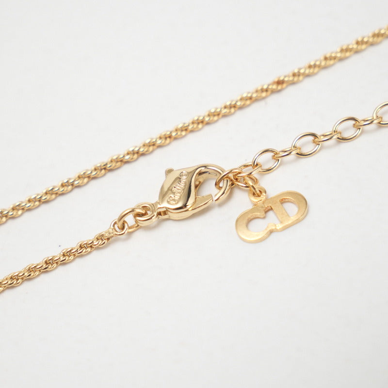 Christian Dior Necklace Gold Plated gold logo Women(Unisex)