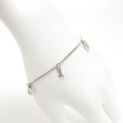 Christian Dior bracelet Gold Plated, Crystal Stone Silver Logo charm Women