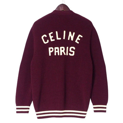 CELINE cardigan 2AD7O192W knit Wine Red/Ivory mens S(165/84A)