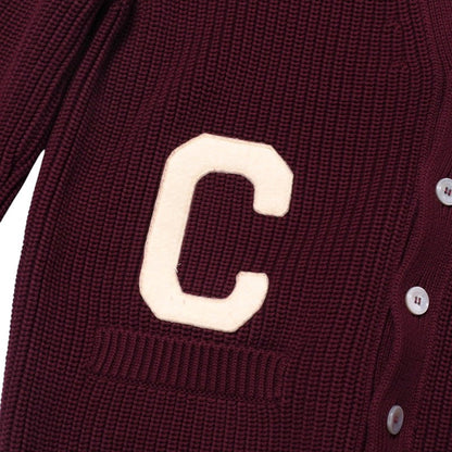 CELINE cardigan 2AD7O192W knit Wine Red/Ivory mens S(165/84A)