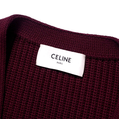CELINE cardigan 2AD7O192W knit Wine Red/Ivory mens S(165/84A)