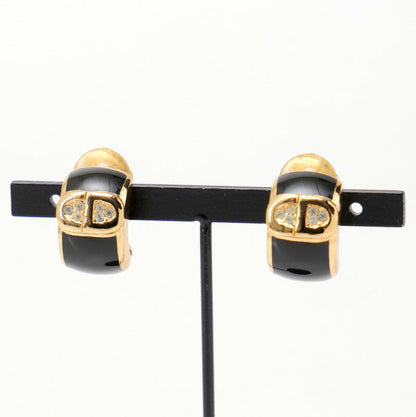 DIOR HOMME Earring Alloy, Enamel, Crystal gold Onyx motif CD logo Women
