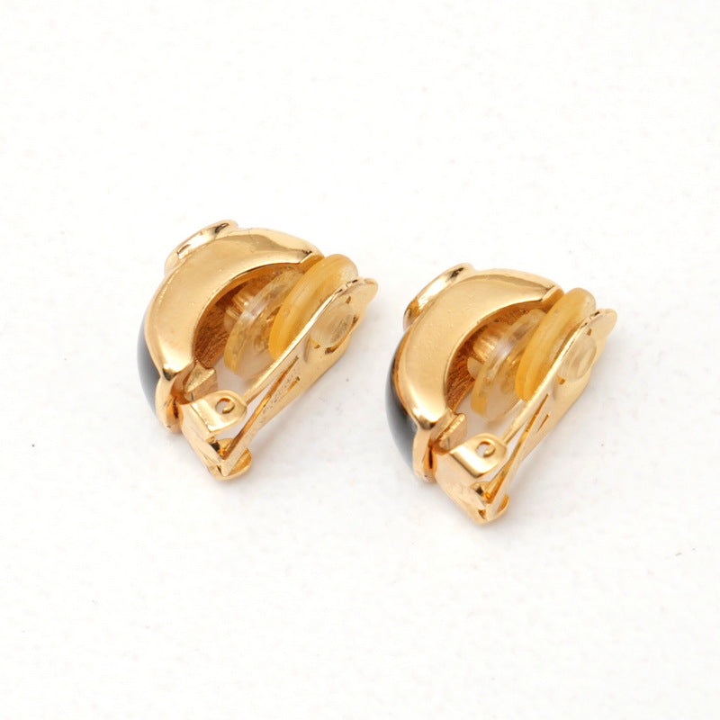 DIOR HOMME Earring Alloy, Enamel, Crystal gold Onyx motif CD logo Women