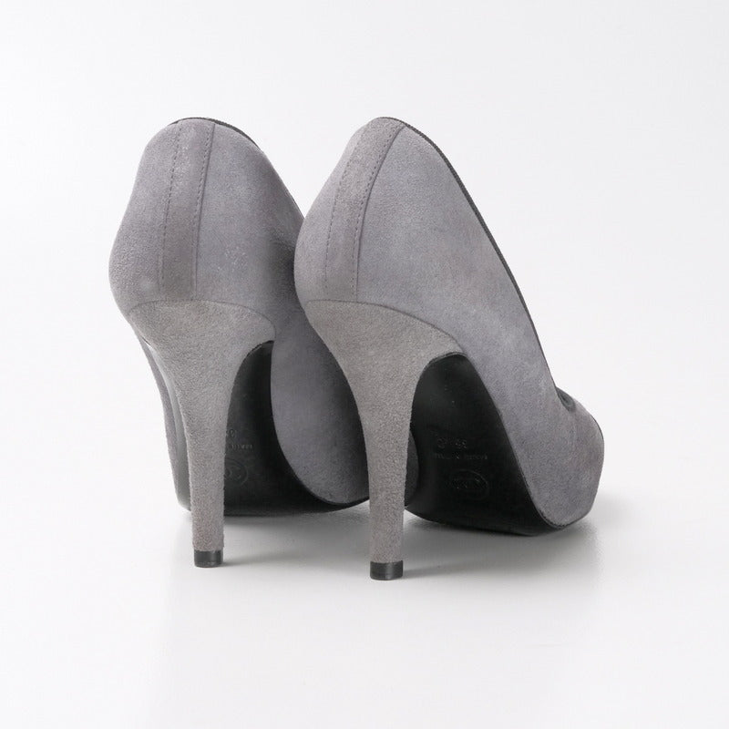 CHANEL pumps G28700 leather Gray / black Women 35 1/2C