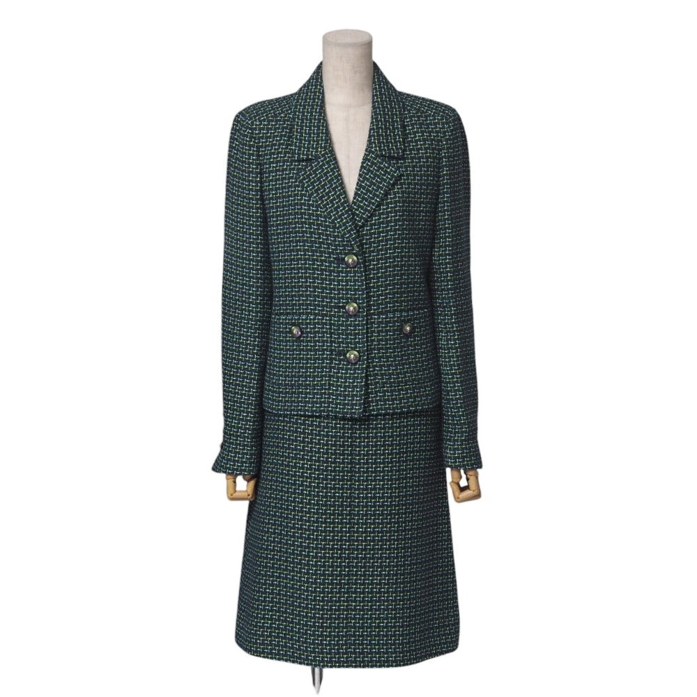 CHANEL suit P56043/P55951 tweed green Women 36