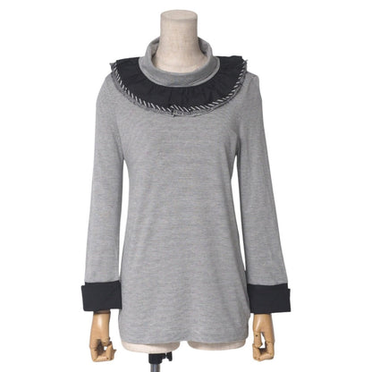 CHANEL Cut P34295 cotton Gray White Black Women 36